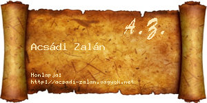 Acsádi Zalán névjegykártya